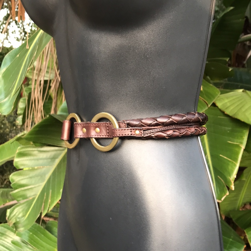 Talbots chain link and woven leather belt